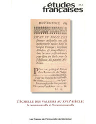Title: Études françaises. Volume 45, numéro 2, 2009: L'échelle des valeurs au XVIIe siècle : le commensurable et l'incommensurable, Author: Craig Moyes
