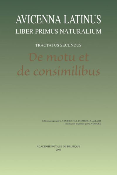 Avicenna Latinus: Liber primus naturalium - Tractatus secundus: De motu et de consimilibus