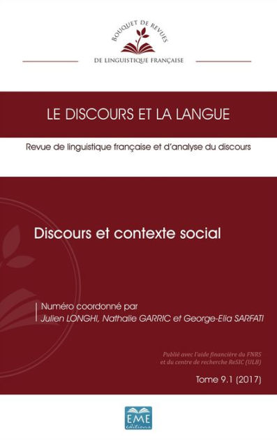 Discours et contexte social by Julien Longhi, Nathalie Garric, Georges ...