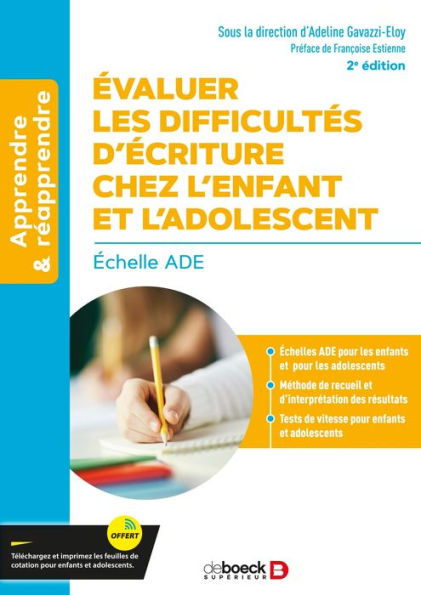 Évaluer les difficultés d écriture chez l enfant et l'adolescent: Échelle ADE