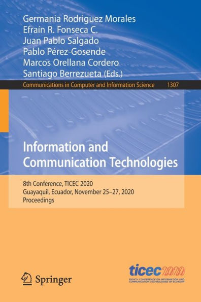 Information and Communication Technologies: 8th Conference, TICEC 2020, Guayaquil, Ecuador, November 25-27, Proceedings