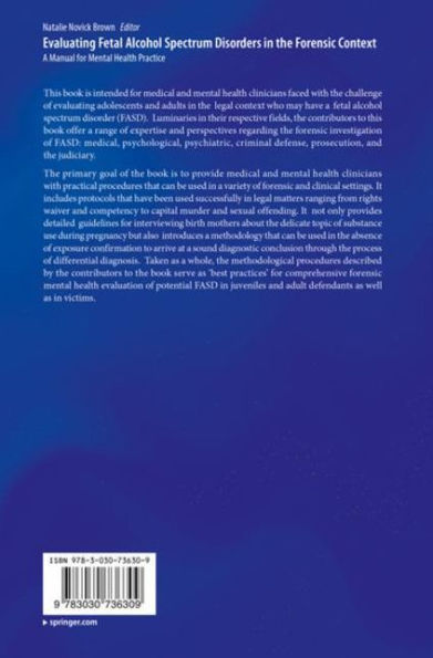 Evaluating Fetal Alcohol Spectrum Disorders the Forensic Context: A Manual for Mental Health Practice