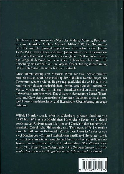 Der Berner Totentanz des Niklaus Manuel: Philologische, epigraphische sowie historische Überlegungen zu einem Sprach- und Kunstdenkmal der frühen Neuzeit / Edition 1