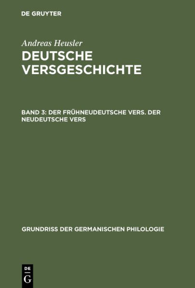 Der frühneudeutsche Vers. Der neudeutsche Vers