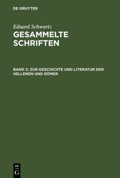 Zur Geschichte und Literatur der Hellenen und Römer