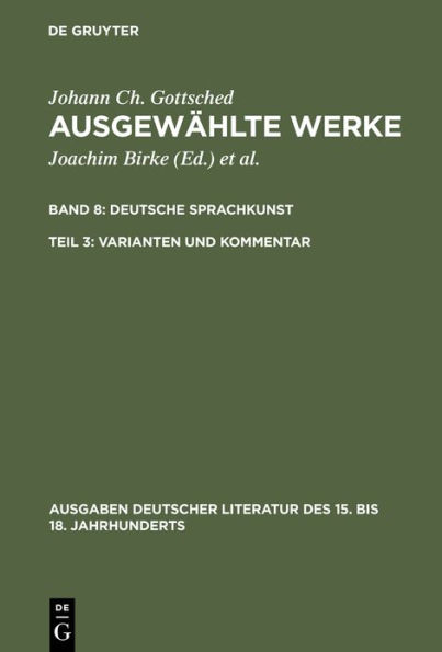 Deutsche Sprachkunst. Varianten und Kommentar / Edition 1