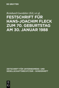 Title: Festschrift für Hans-Joachim Fleck zum 70. Geburtstag am 30. Januar 1988, Author: Reinhard Goerdeler