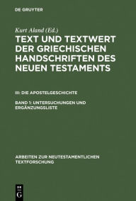 Title: Untersuchungen und Ergänzungsliste, Author: Kurt Aland