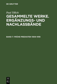 Title: Frühe Predigten 1909-1918, Author: Paul Tillich