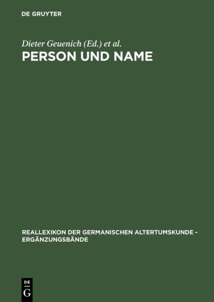 Person und Name: Methodische Probleme bei der Erstellung eines Personennamenbuches des Frühmittelalters / Edition 1