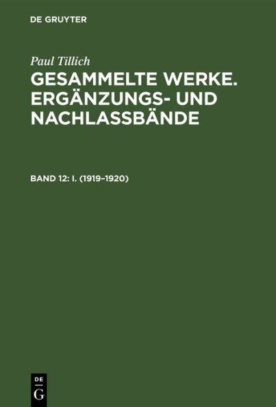 I. (1919-1920) / Edition 1