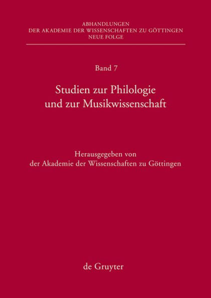 Studien zur Philologie und zur Musikwissenschaft