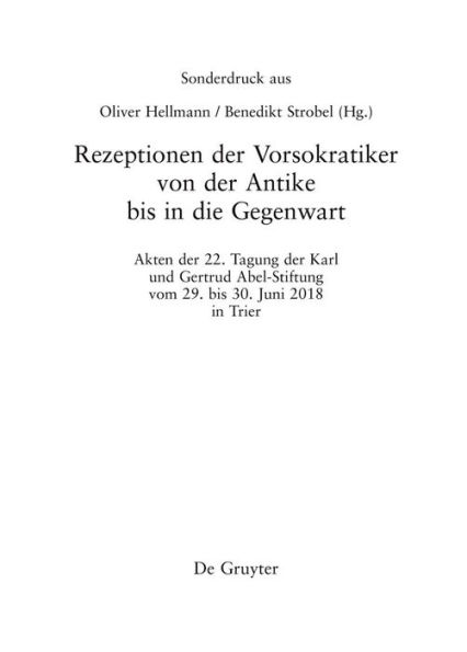 Rezeptionen der Vorsokratiker von Antike bis die Gegenwart