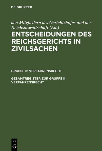 Gesamtregister zur Gruppe II Verfahrensrecht