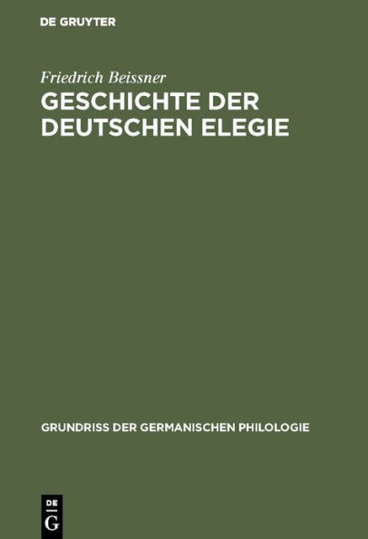 Geschichte der deutschen Elegie