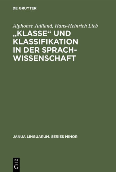 "Klasse? und Klassifikation in der Sprachwissenschaft