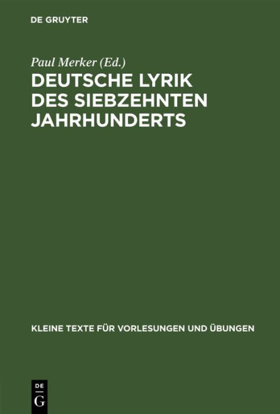 Deutsche Lyrik des siebzehnten Jahrhunderts: In Auswahl