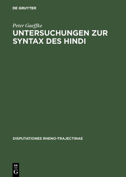 Untersuchungen zur Syntax des Hindi