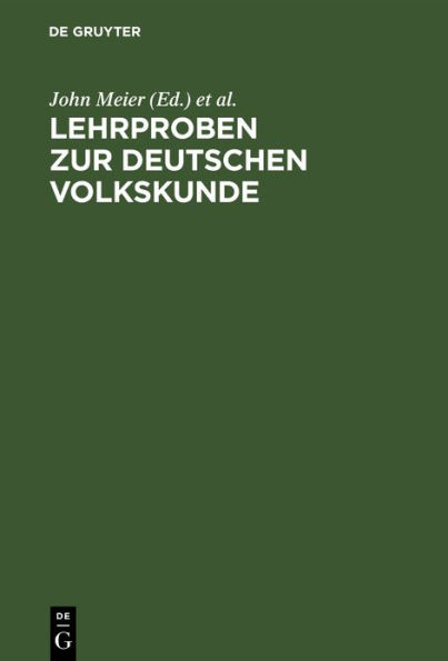 Lehrproben zur deutschen Volkskunde