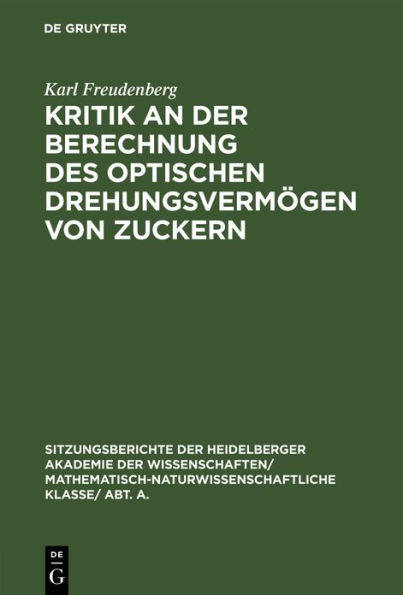 Kritik an der Berechnung des optischen Drehungsvermögen von Zuckern