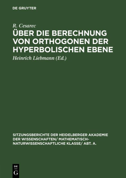 Über die Berechnung von Orthogonen der hyperbolischen Ebene