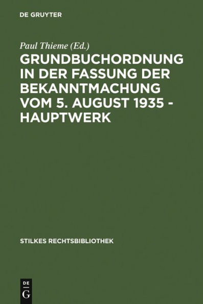 Grundbuchordnung in der Fassung der Bekanntmachung vom 5. August 1935 - Hauptwerk