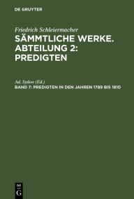 Title: Predigten in den Jahren 1789 bis 1810, Author: Ad. Sydow