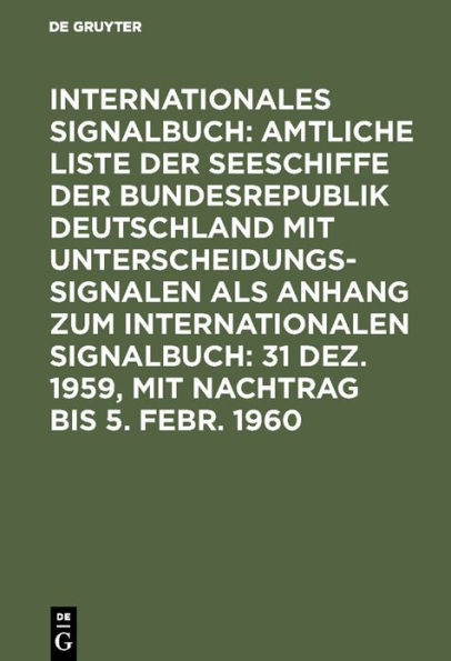 31 Dez. 1959, mit Nachtrag bis 5. Febr. 1960