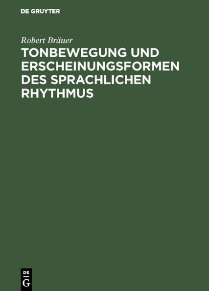 Tonbewegung und Erscheinungsformen des sprachlichen Rhythmus: Profile des deutschen Blankverses