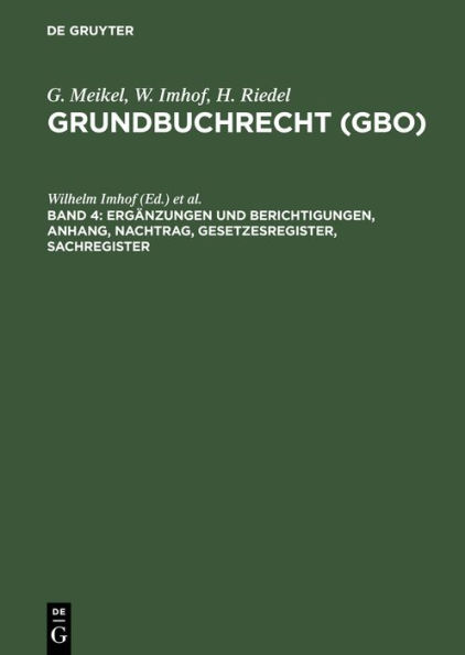 Ergänzungen und Berichtigungen, Anhang, Nachtrag, Gesetzesregister, Sachregister