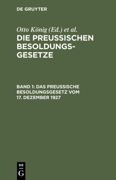 Das Preu ische Besoldungsgesetz vom 17. Dezember 1927