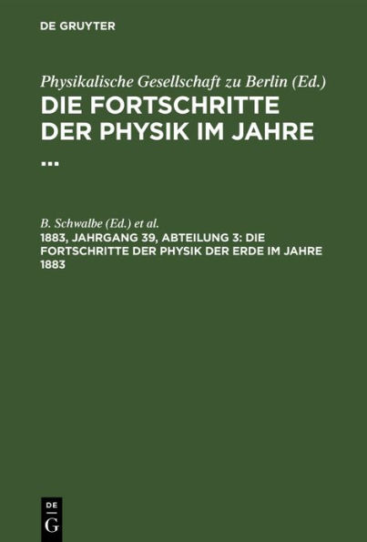 Die Fortschritte der Physik der Erde im Jahre 1883