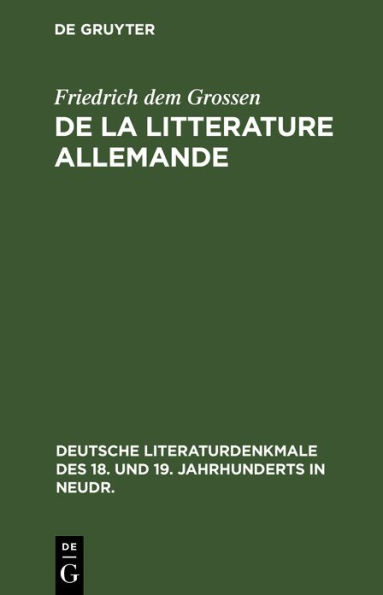 De la litterature allemande
