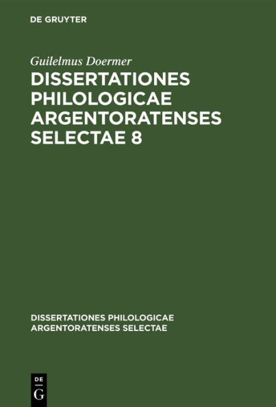DOERMER: DISS. PHILOL. ARGENTOR. SEL. DPAS 8 E-BOOK