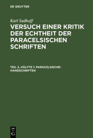 Title: Paracelsische-Handschriften, Author: Karl Sudhoff