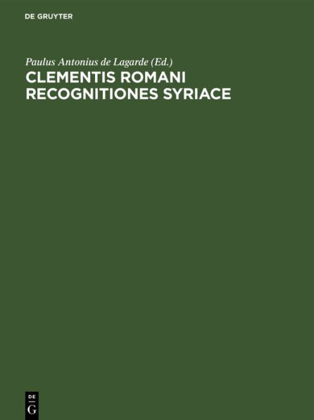 Clementis romani recognitiones Syriace