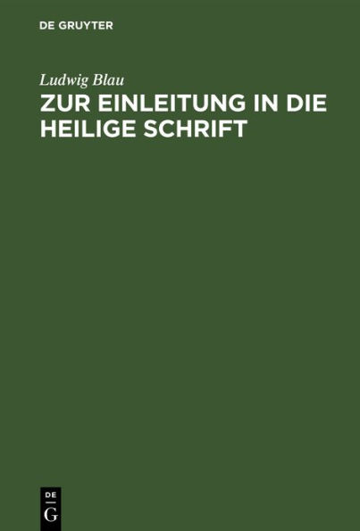 Zur Einleitung in die Heilige Schrift