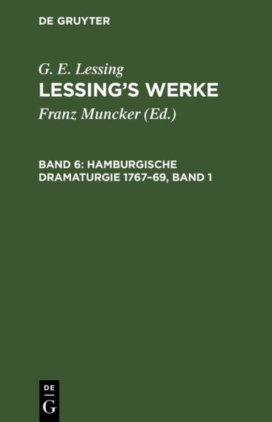 Hamburgische Dramaturgie 1767-69, Band 1