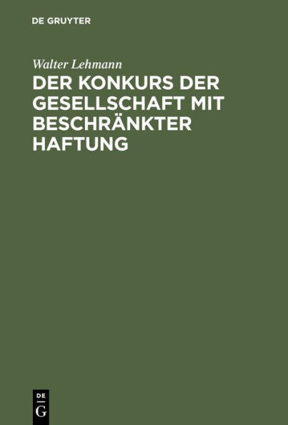 Der Konkurs der Gesellschaft mit beschränkter Haftung