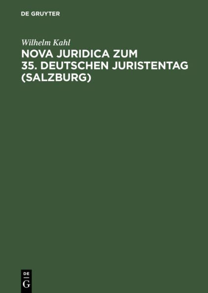 Nova Juridica Zum 35. Deutschen Juristentag (Salzburg)