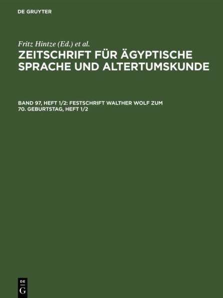 Festschrift Walther Wolf Zum 70. Geburtstag, Heft 1/2