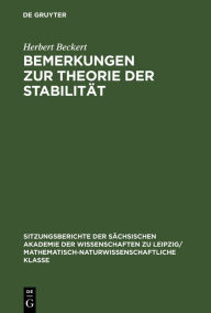 Title: Bemerkungen zur Theorie der Stabilität, Author: Herbert Beckert