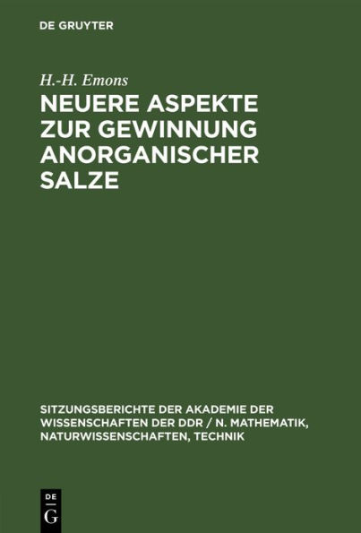 Neuere Aspekte zur Gewinnung anorganischer Salze