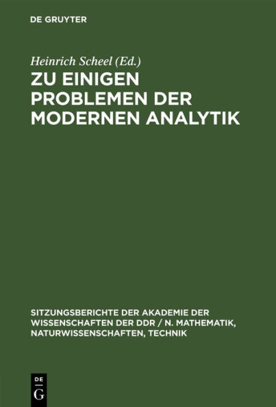 Zu Einigen Problemen Der Modernen Analytik