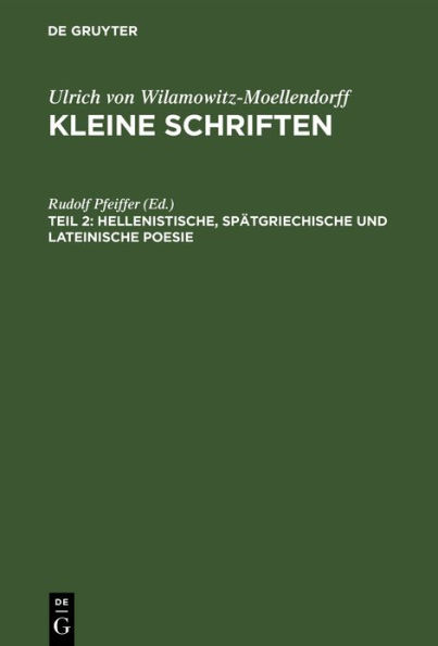 Hellenistische, spätgriechische und lateinische Poesie