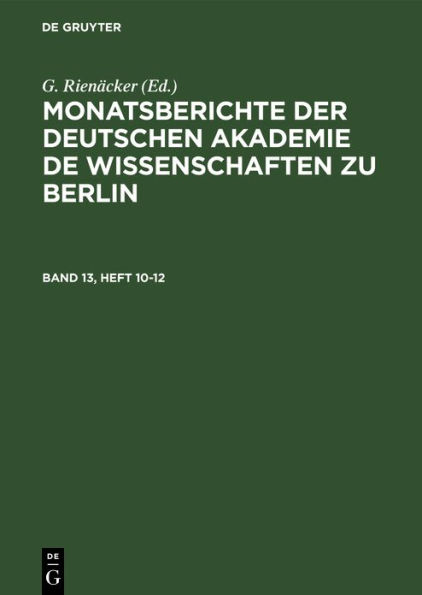 Monatsberichte der Deutschen Akademie de Wissenschaften zu Berlin. Band 13