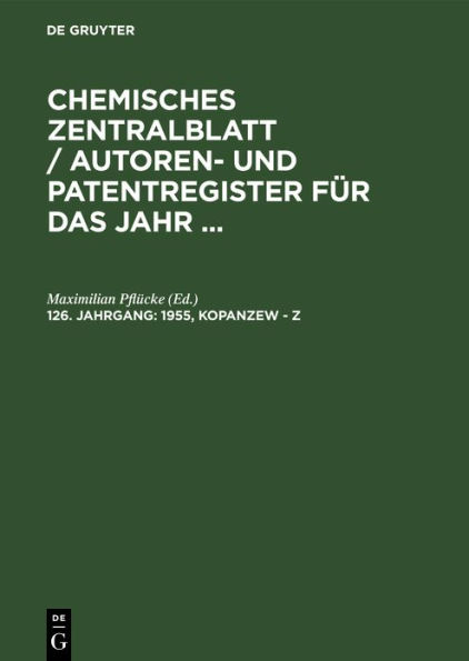 1955, Kopanzew - Z: Register der Patentnummern. Kapitelübersicht. Druckfehlerberichtigungen