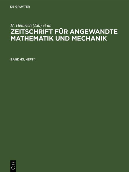 Zeitschrift f r Angewandte Mathematik und Mechanik. Band 63, Heft 1