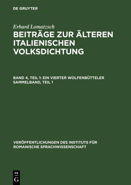 Ein vierter Wolfenbütteler Sammelband, Teil 1