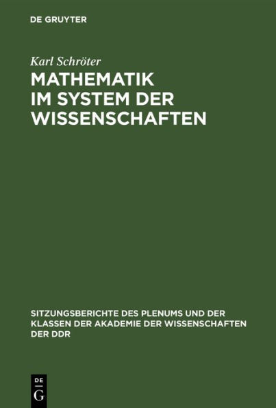 Mathematik im System der Wissenschaften